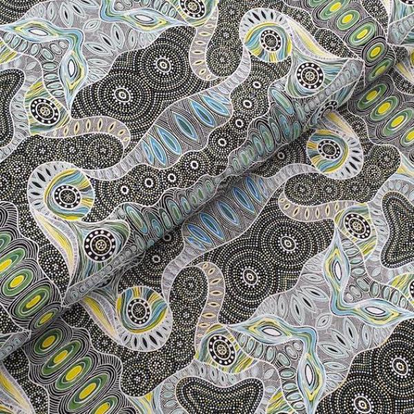 GREEN REGENERATION Aborigines Stoff aus Australien